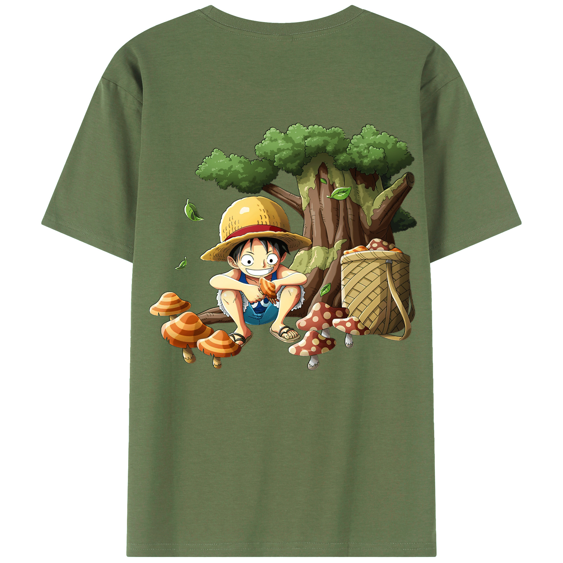 （画像用） ワンピース モンキー・D・ルフィ ONE PIECE Monkey D. Luffy 綿100％ メンズ半袖Tシャツ（バックプリント） 通気性